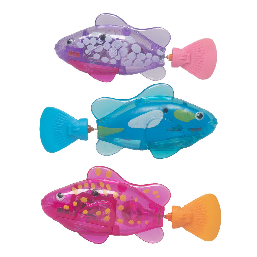 Pawdoria Pack of 3 LED-Lit Electric Robot Fish Toys for Cats - Interactive Swimming Simulator for Exciting Feline Fun Pawdoria