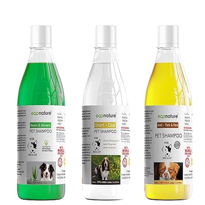 Shampoo for All Dogs 330ml Pack 3 (Tick&Flea+ShortCoat+LongCoat) Gray Lily