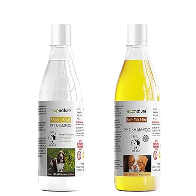 Dog & Cats Shampoo for All 330ml Pack 2 (ShortCoat+Tick&Flea) Gray Lily