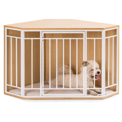 Mewoofun Wooden and Metal Dog House for Small/Medium Dog Crate Maroon Simba