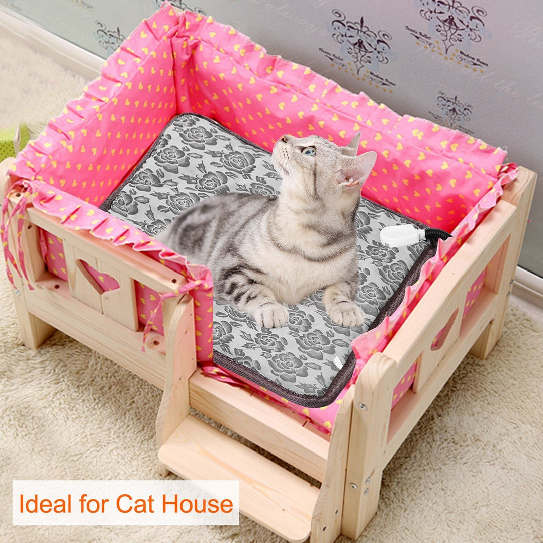 Pet Heating Pad Dog Cat Electric Heating Mat Waterproof Adjustable Maroon Simba