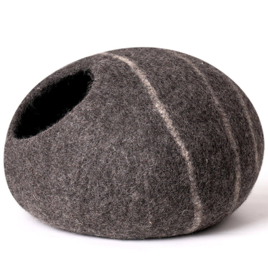 MewooFun Trendy Felt Cat Bed Cave Round Nest Wool Bed Gray for Cats Maroon Simba