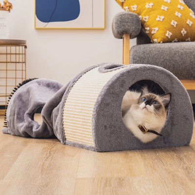 Mewoofun Cat Tunnel Cat Bed Toys Soft Comfortable Multifunction Maroon Simba
